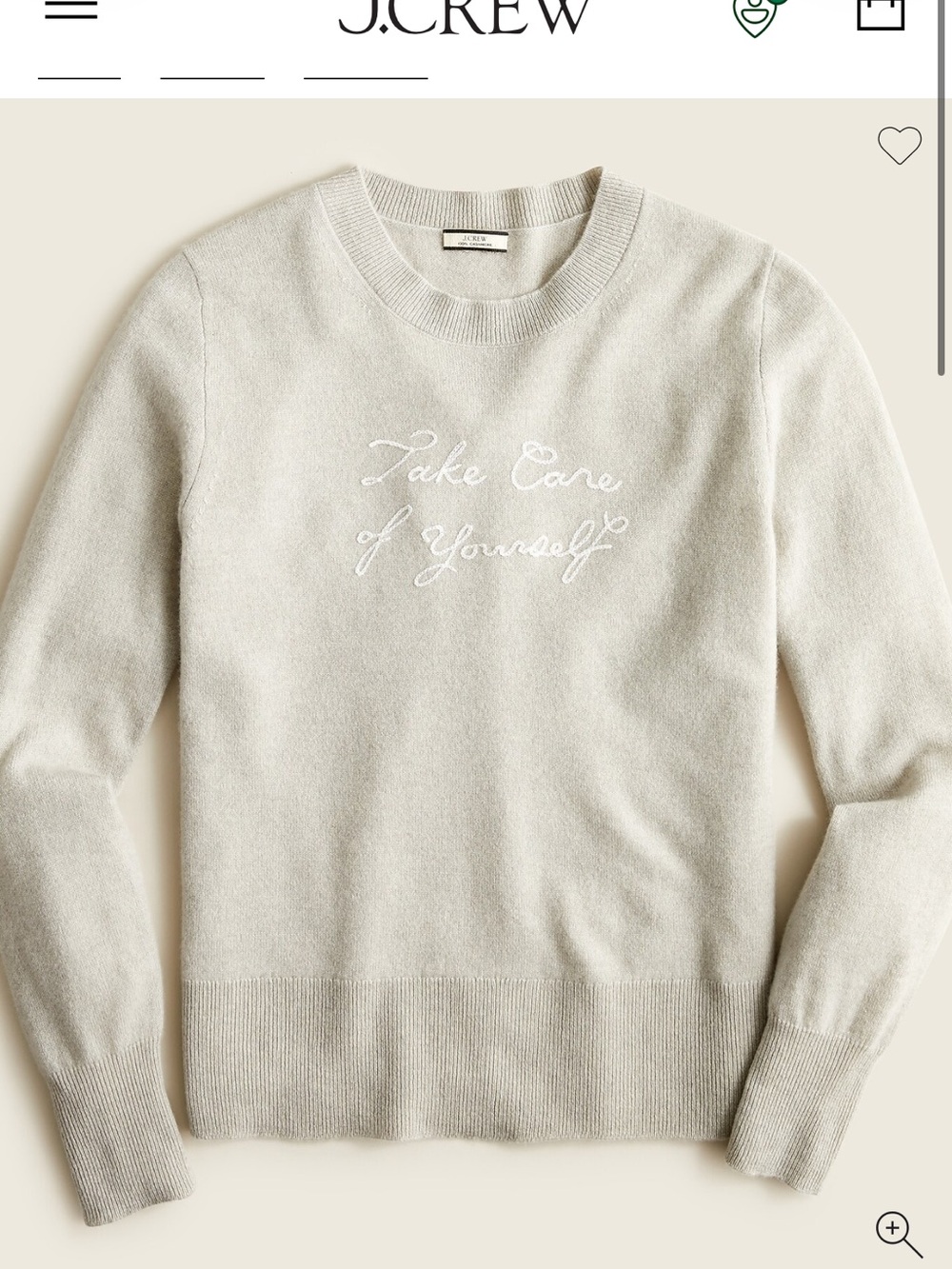 J. Crew 'Take Care of Yourself' cashmere Sweater